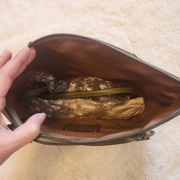 Coach Kacey Satchel In Olive Green CC838 New With Tags - Picture 5 of 14